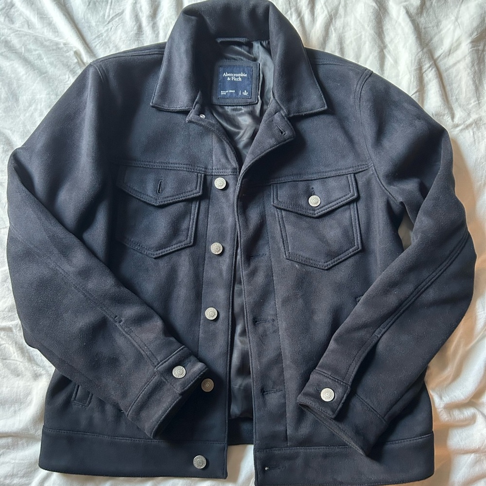 Abercrombie & Fitch Faux suede Trucker Jacket black size S